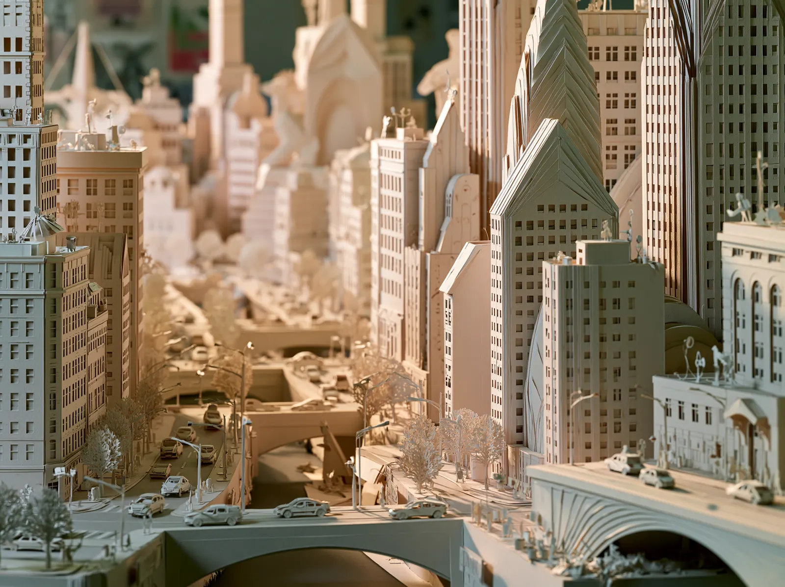 A paper-craft model of a city