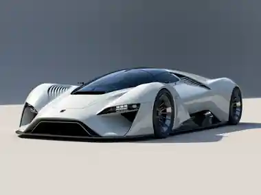 A concept supercar rendered as a 3D model