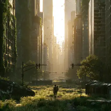 An overgrown avenue at sunrise